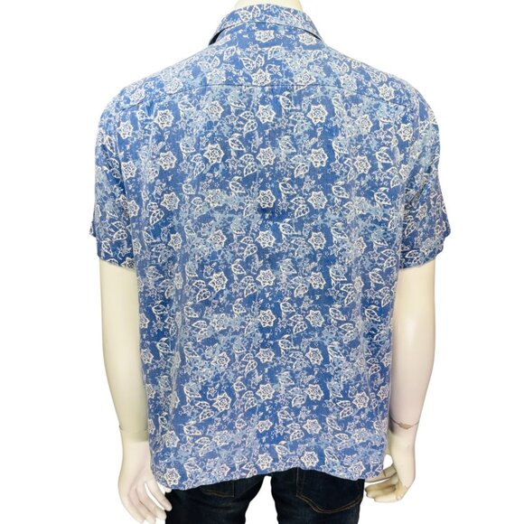 Nat Nast Mens Silk Hawaiian Shirt Blue Floral Short Sleeve Button Size XL - Picture 6 of 12